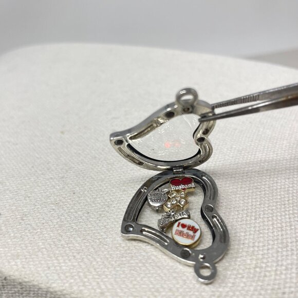 Heart Locket Bracelet Floating Charms Love Personalize Silver-Tone Mom Teacher - Picture 6 of 7